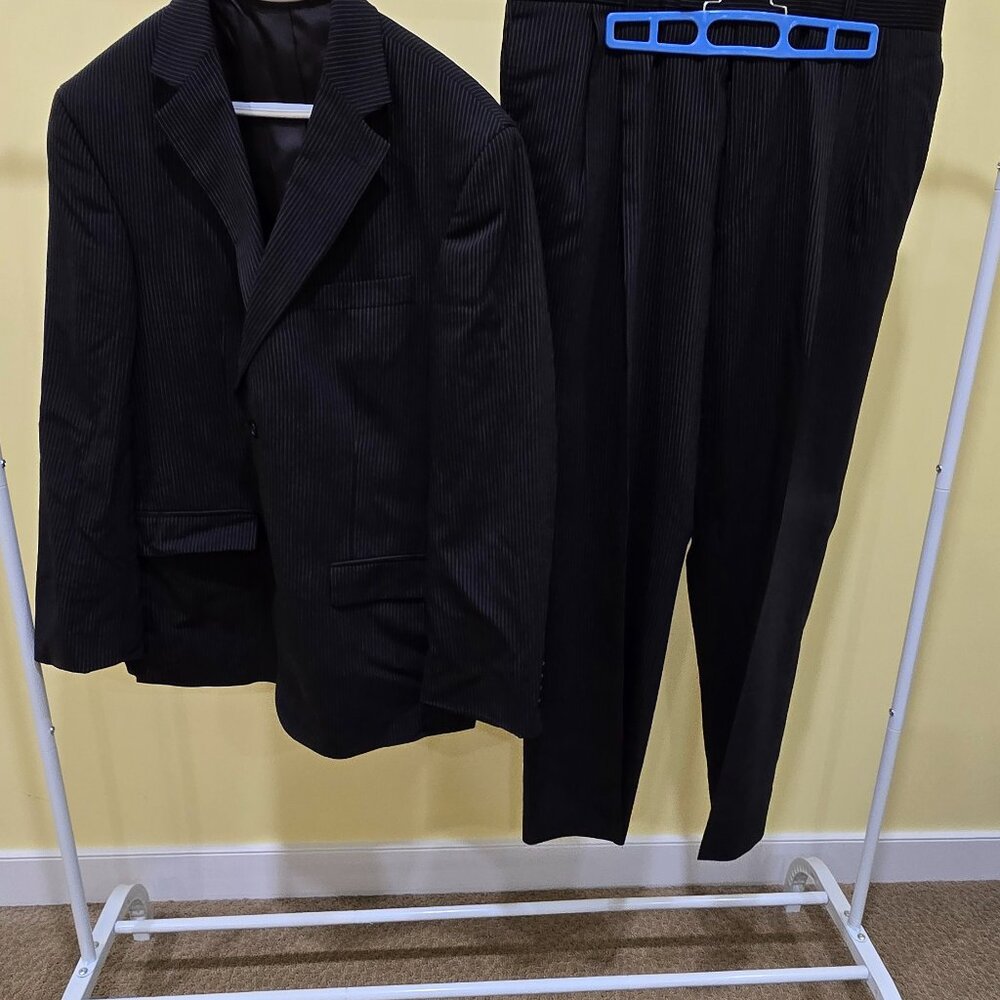 Geoffrey Beene black and white pinstripe suit